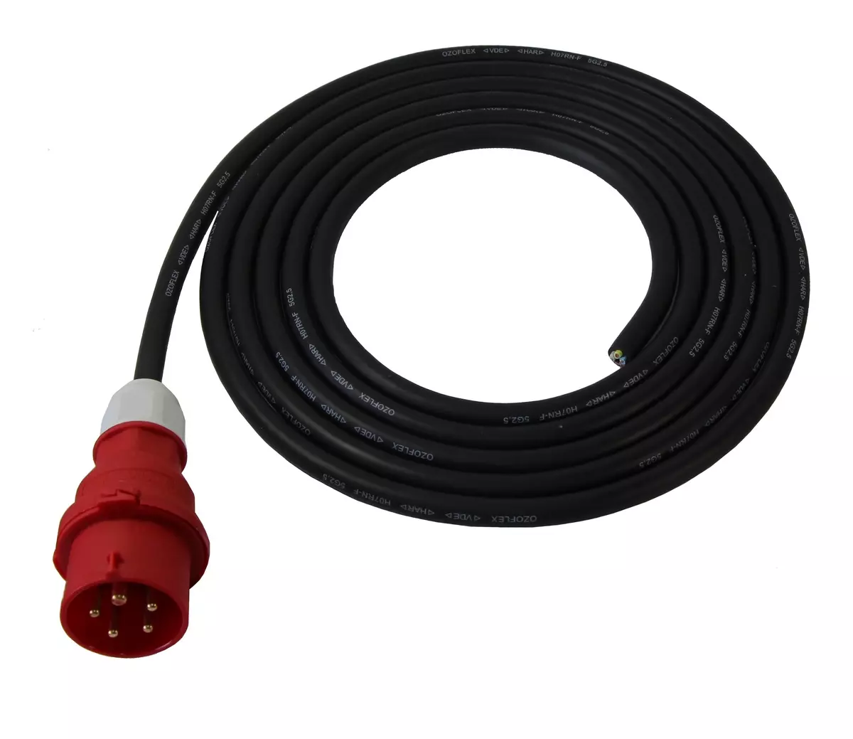 Cabo de ligação 5 x 1,5 mm² com ficha CEE 16A 400 Volt